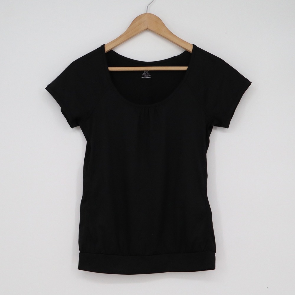 HM Sport Womens Black Scoop Neck Short Sleeve Activewear Top Size XS